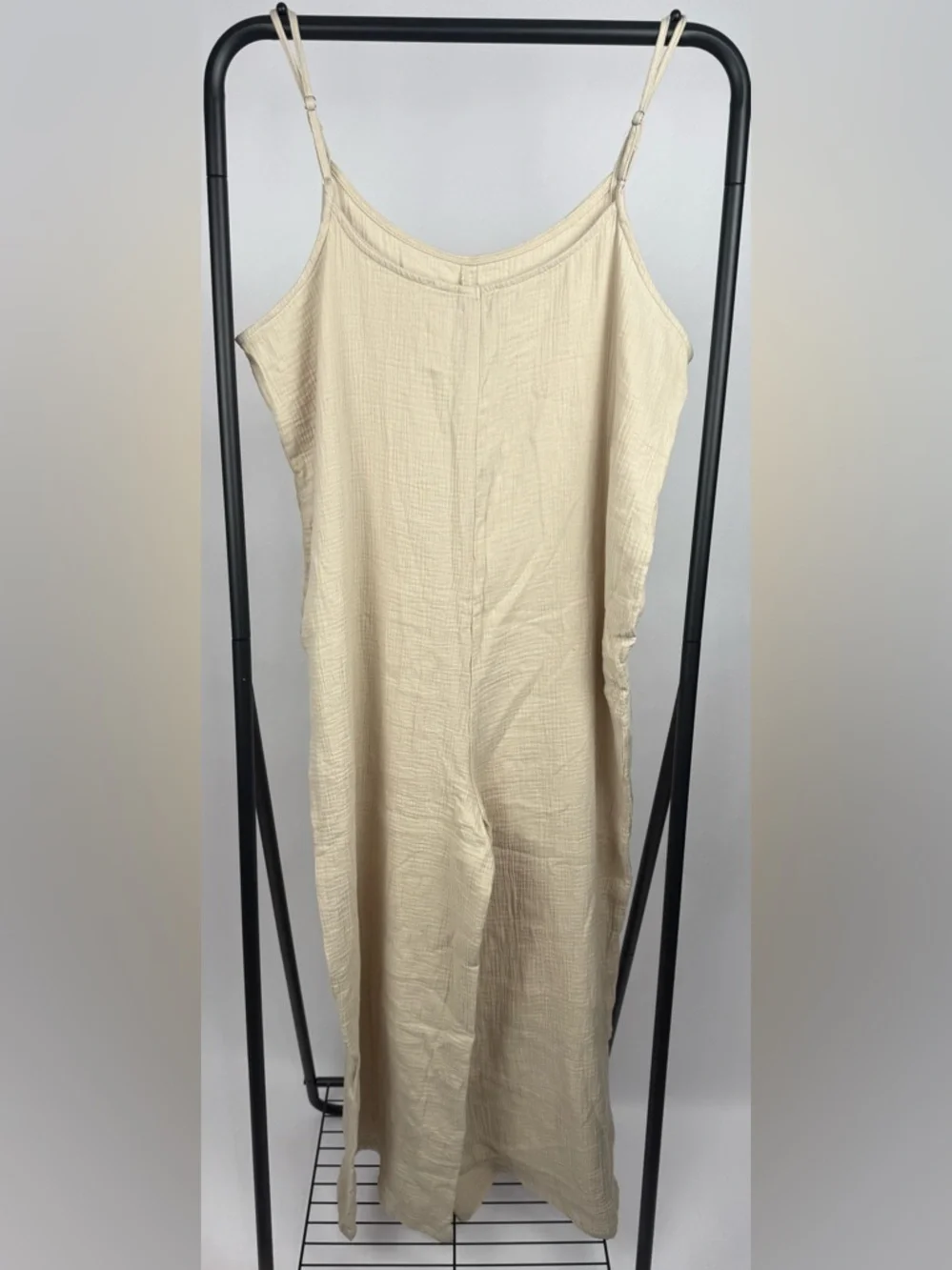 Hunter & Brown Gauze Jumpsuit XL Beige Wide Leg Boho Indie NWT - Picture 3 of 6